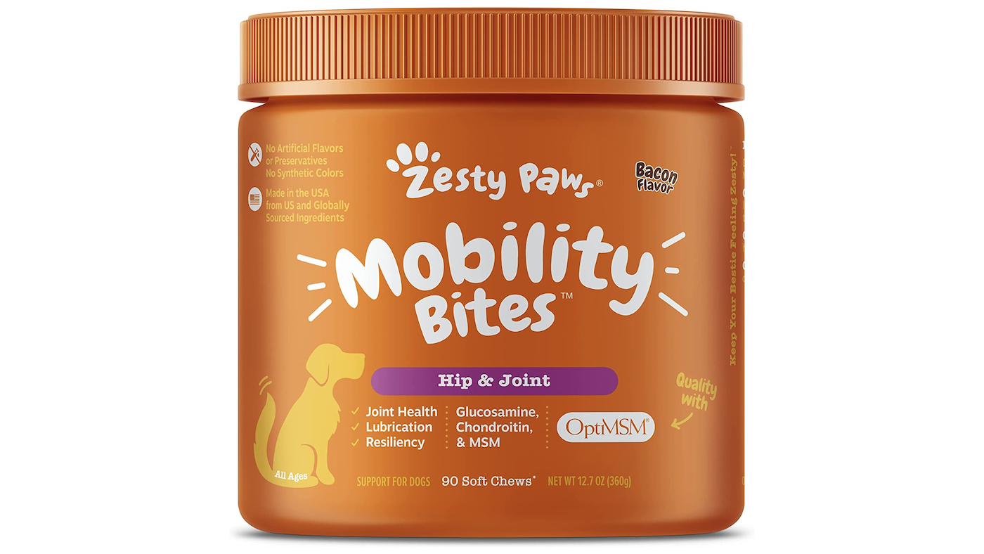 Zesty Paws tub of mobility bites for dogs
