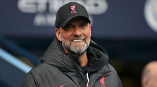 Liverpool manager Jurgen Klopp looks on prior to the Premier League match between Manchester City and Liverpool at the Etihad Stadium on April 1, 2023 in Manchester, United Kingdom.