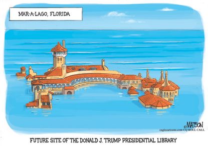 Political cartoon U.S. Trump Paris Agreement climate change Mar-a-Lago