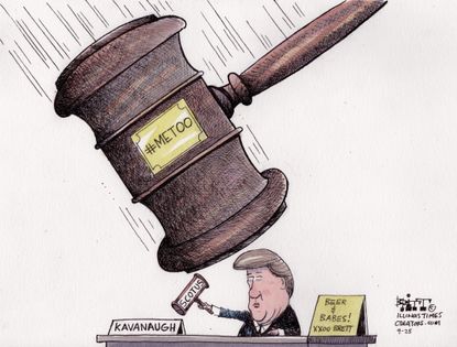 Political cartoon U.S. Brett Kavanaugh #MeToo Supreme Court hearings