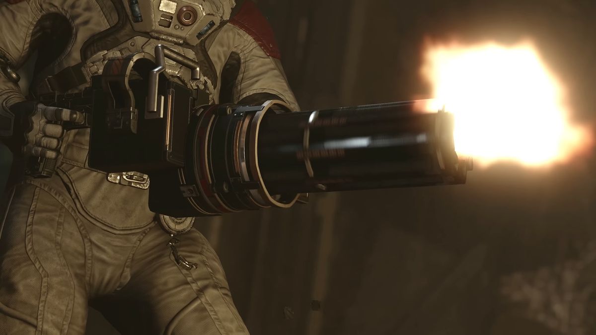 Promotional screenshot of a Starfield heavy weapon