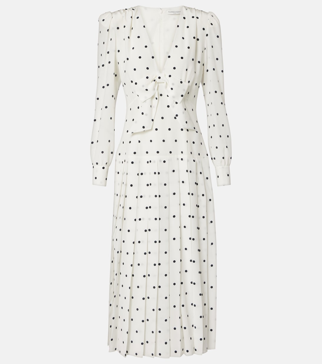 Polka-Dot Silk Midi Dress