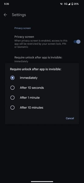 Version 7.0 of the Authenticator app brings "Privacy Screen."