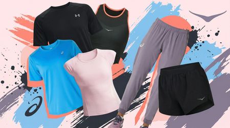 Running apparel from Under Armour, Asics, Nike, Hoka