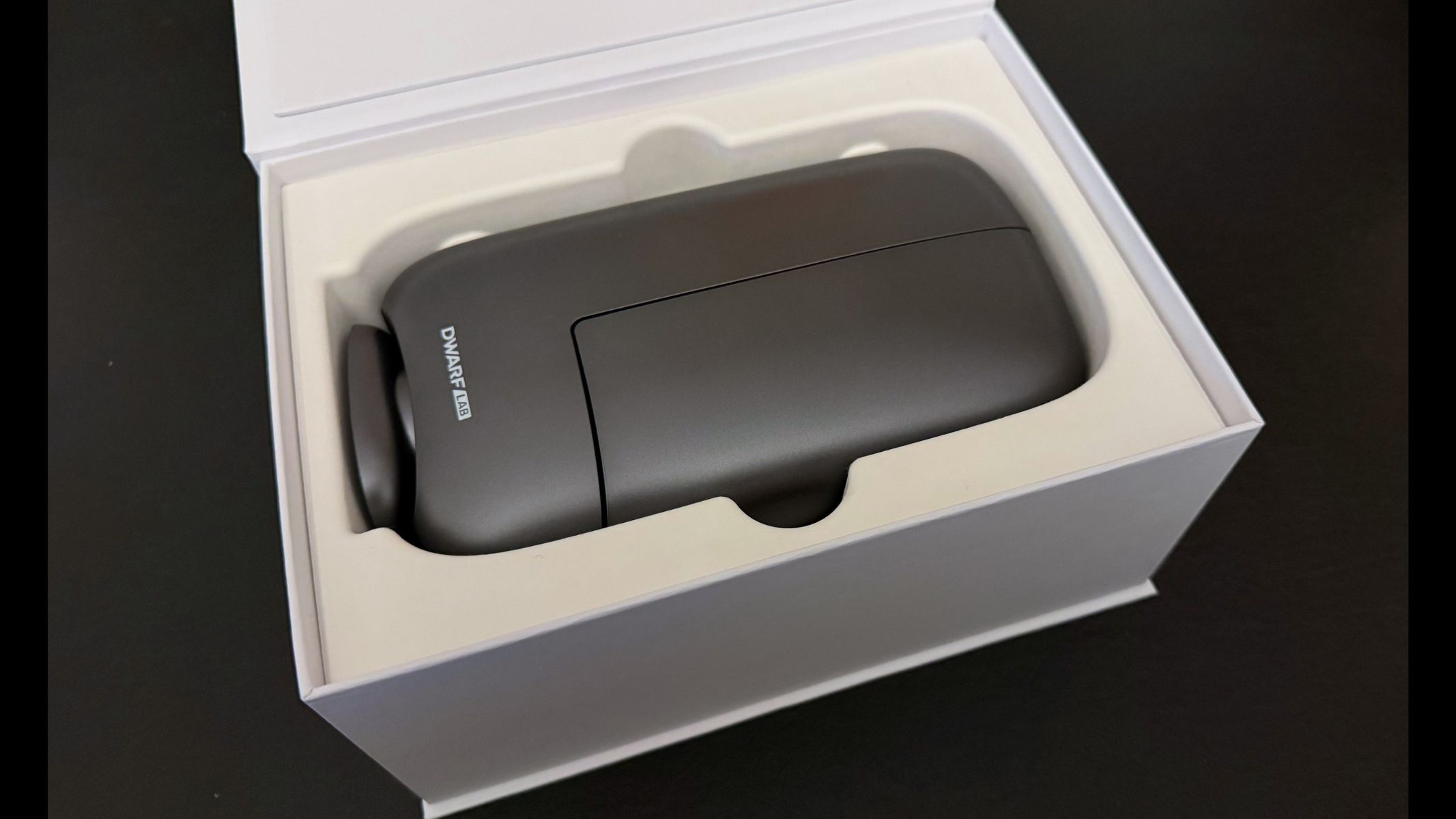 This genuinely pocket-sized smart telescope makes capturing the deep sky and the solar system almost effortless 2 MyCelestialApp The Dwarflab Dwarf Mini in its packaging.