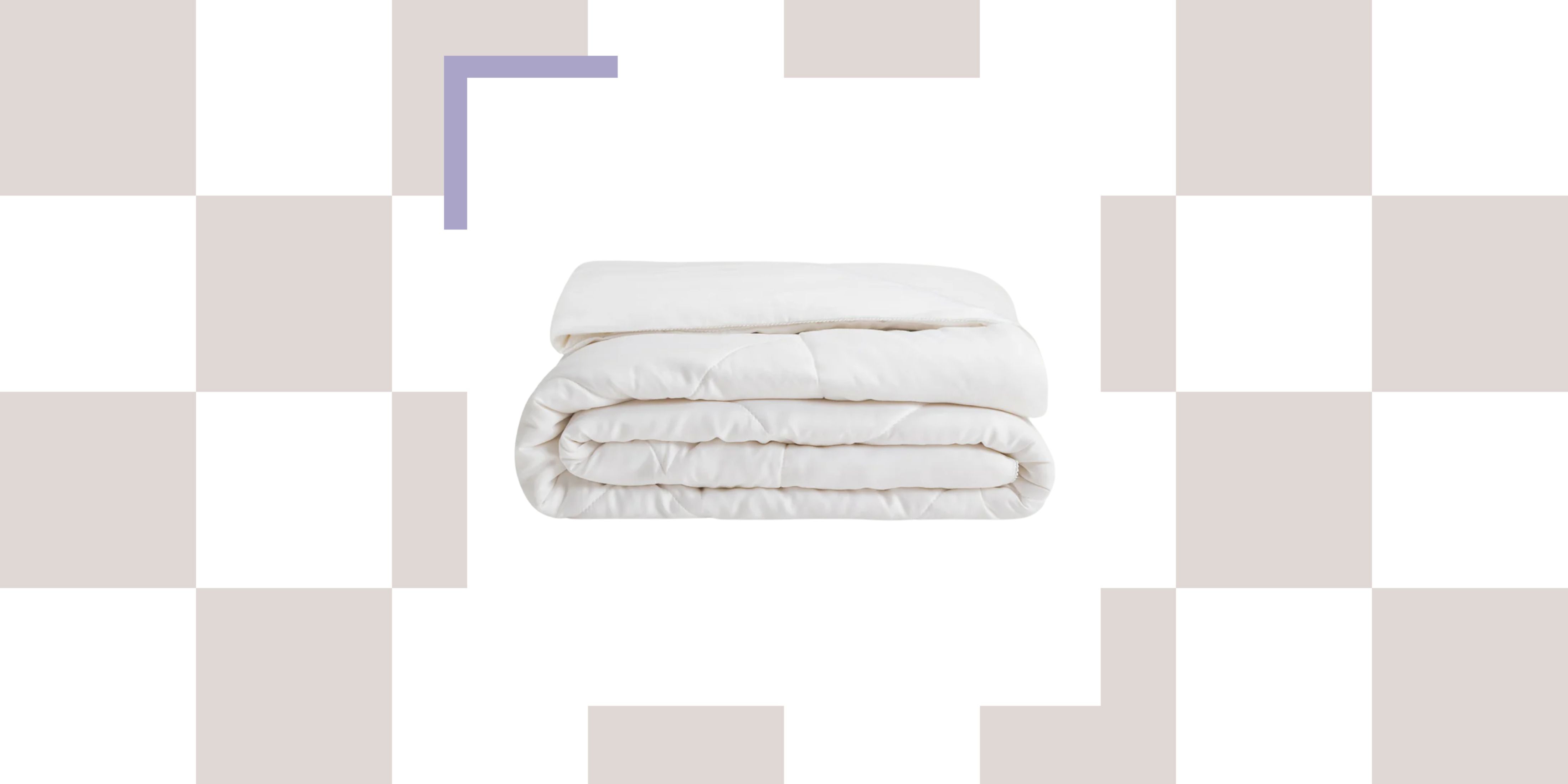 Cozy Earth Bamboo Viscose Comforter pictured against a grey checkered background