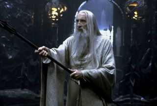 Christopher Lee plays Saruman in The Lord of the Rings