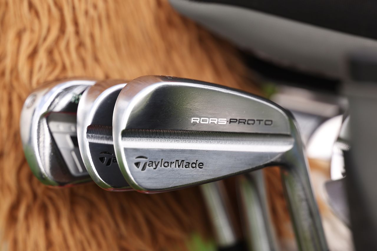 A close-up of Rory McIlroy's irons
