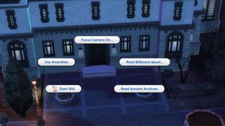 The interaction menu with the Town Hall in The Sims 4