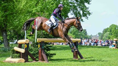Pictured Sarah Bullimore and Corimiro during the 2026 Badminton Horse Trials cross-country.