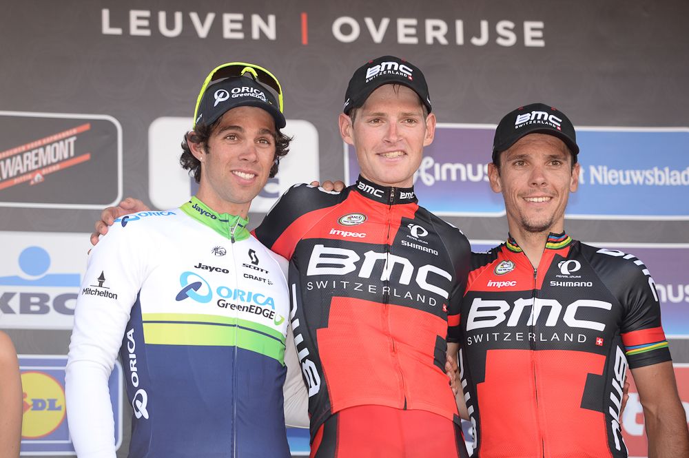 Matthews, Hermans and Gilbert on the podium.