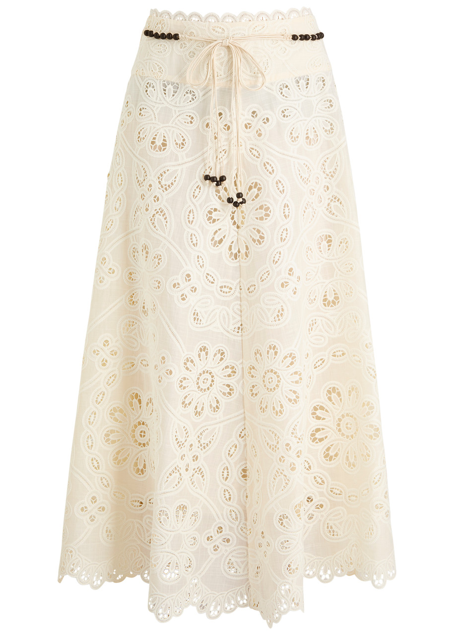 Rhiannon Embroidered Cotton Midi Skirt