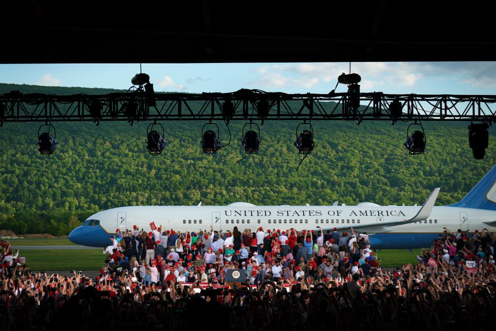 Trump uses Air Force One as a campaign prop