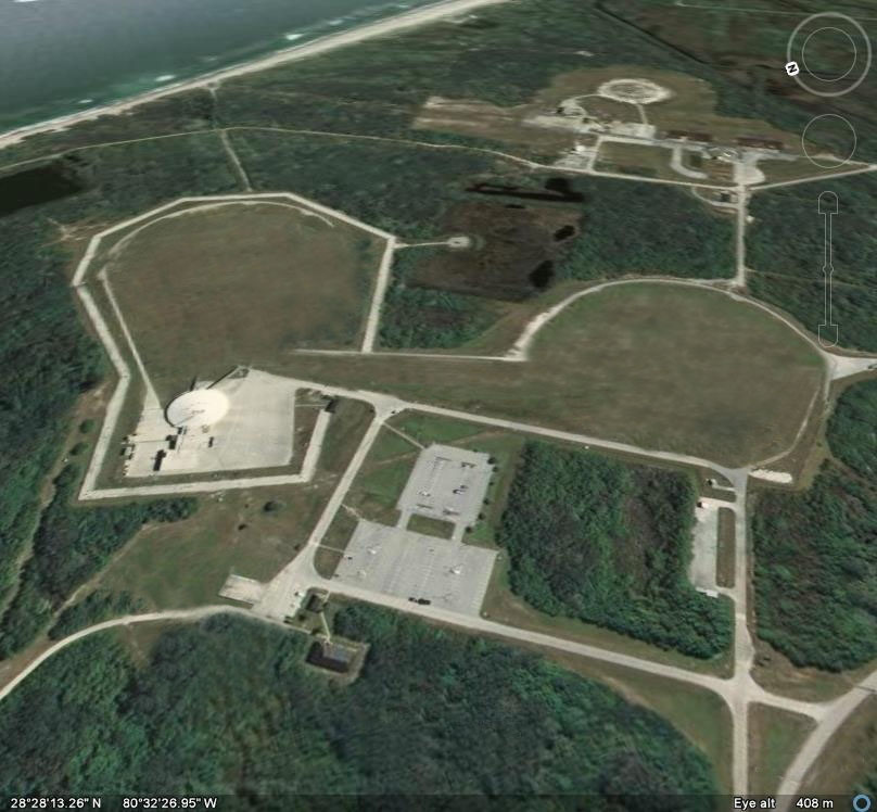 Aerial view of Space Launch Complex 36 at Florida&#039;s Cape Canaveral Air Force Station. Moon Express will be using the historic site for spacecraft development and flight tests.