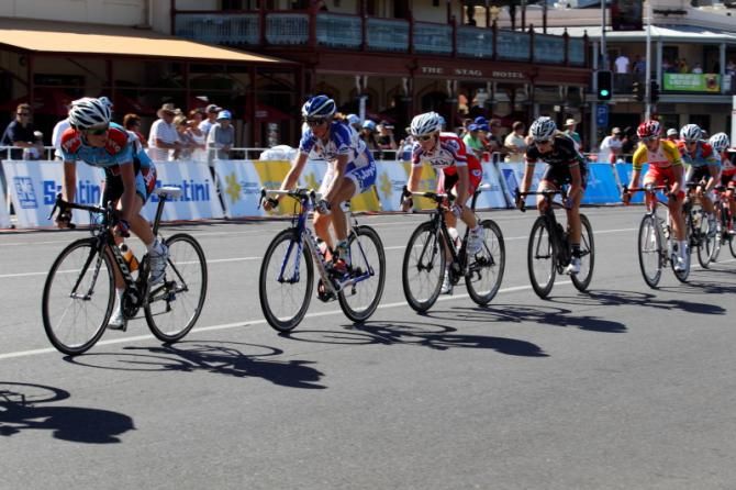 The bunch was strung out when the pace rose and the chase started in earnest