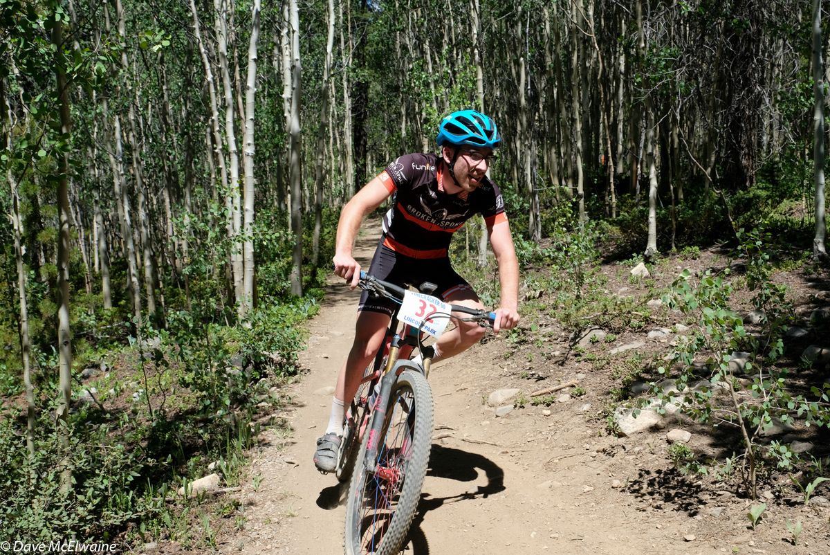 Pete Karinen (Broken Spoke) led for much of the initial climb out of Breckenridge