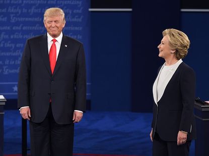 Donald Trump and Hillary Clinton at the second presidential debate. 