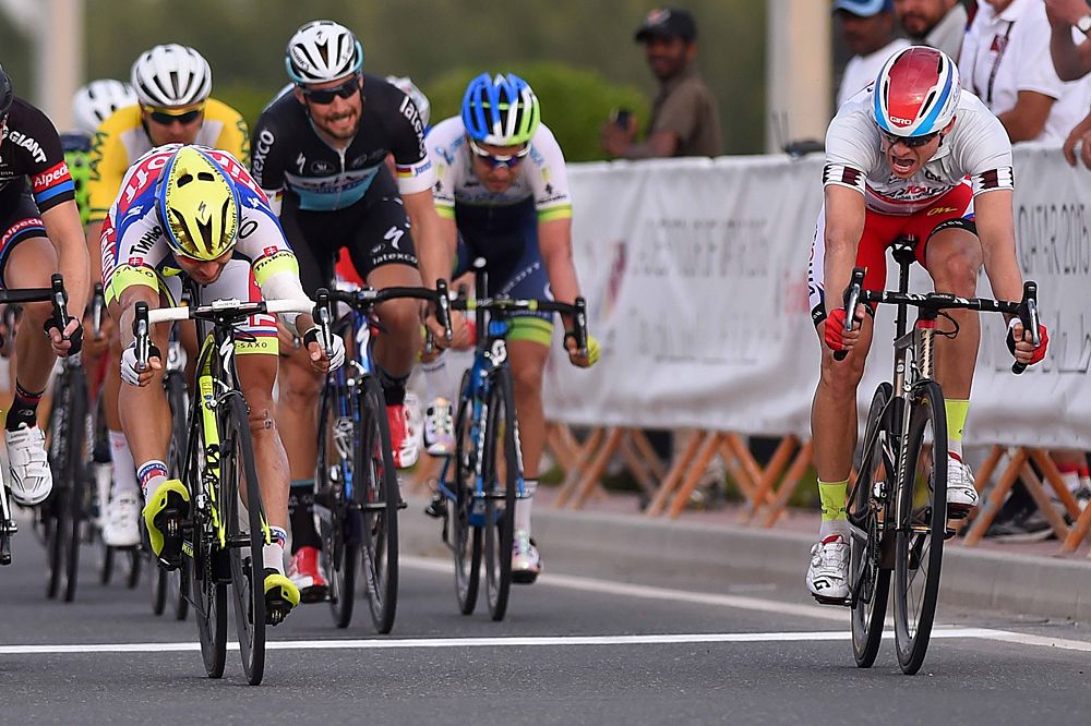 Alexander Kristoff (Katusha) wins the bunch sprint