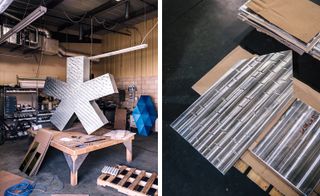 One of Nouvel’s Wallpaper* asterisk benches in the workshop