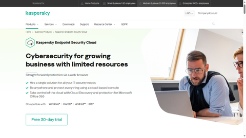 Website screenshot for Kaspersky Endpoint Security Cloud