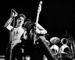 Paul Di'Anno and Steve Harris onstage