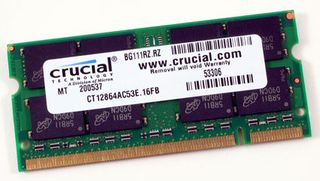 Here's the extra RAM that was in the special expansion slot on the M620NC. It's a 1GB 533MHz DDR2 module that has a