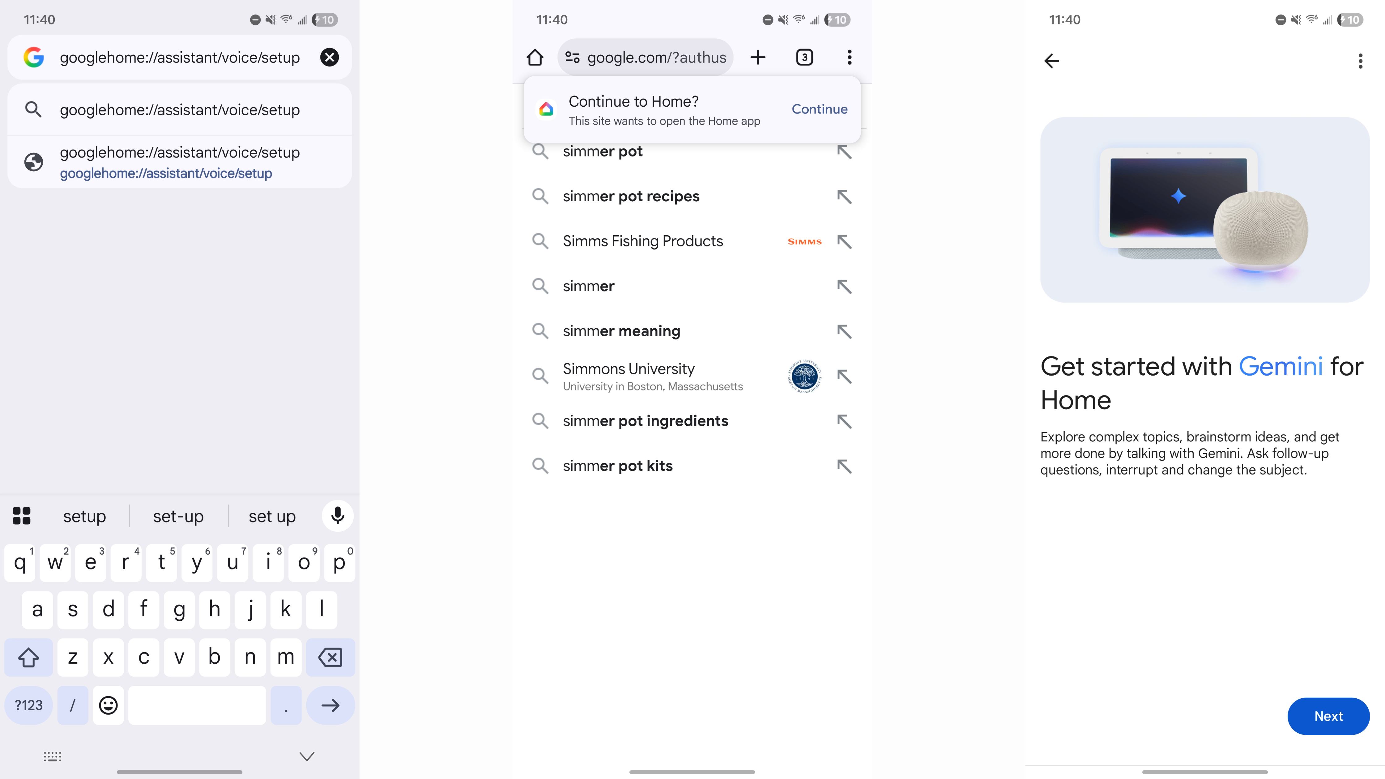Setting up Gemini for Home voices in the Chrome browser.
