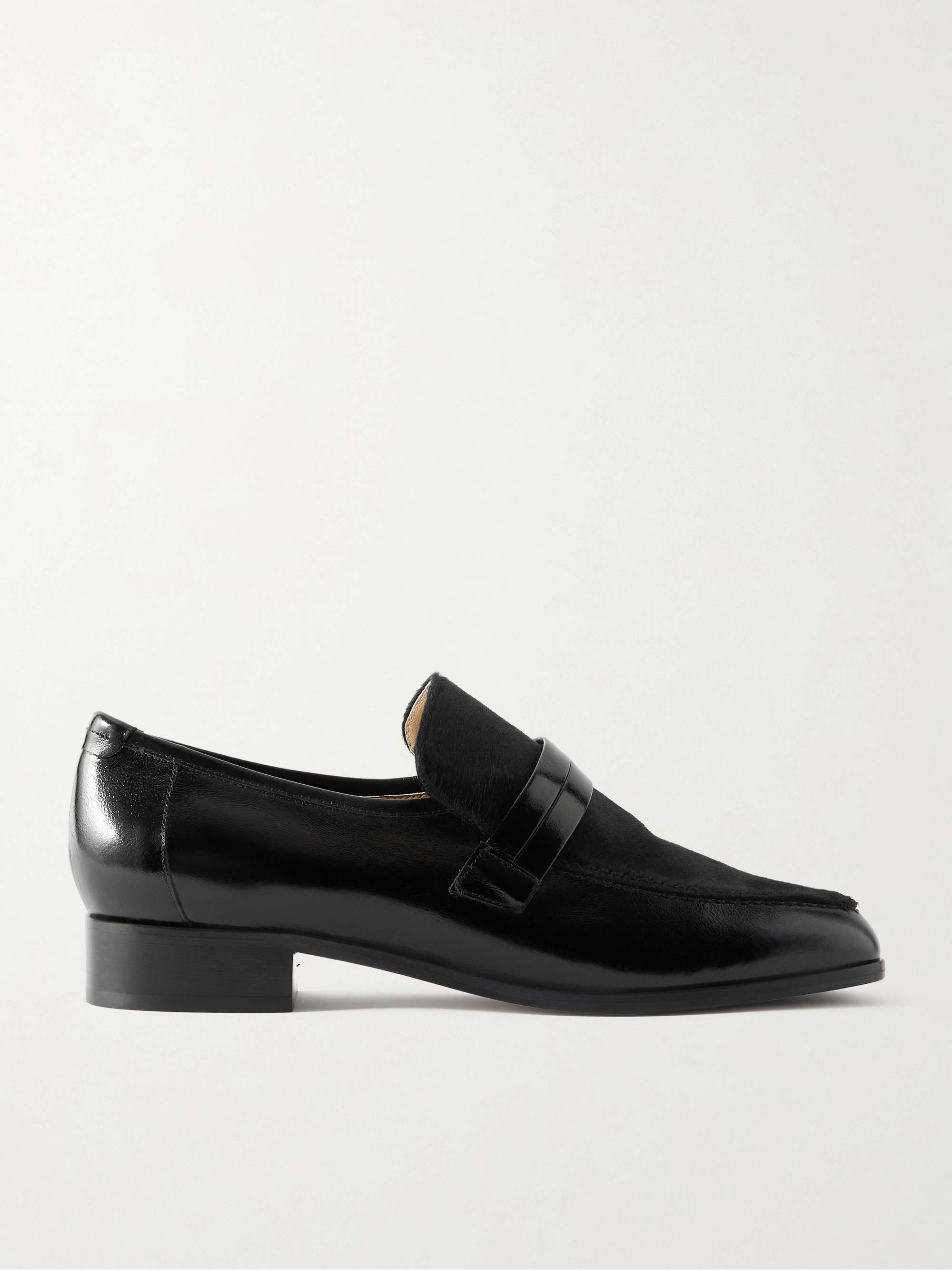 Mod Calf Hair and Glossed-Leather Loafers