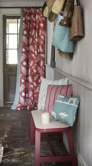 Raspberry Fern door curtain in cottage hallway ideas
