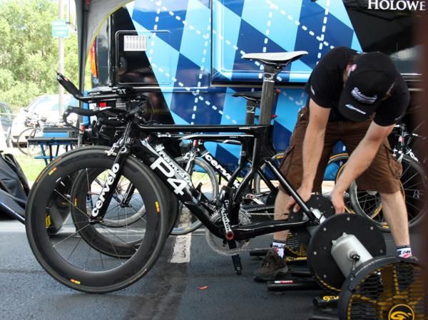 Garmin-Cerv&eacute;lo riders used the Cerv&eacute;lo P4 to rocket down into downtown Colorado Springs.