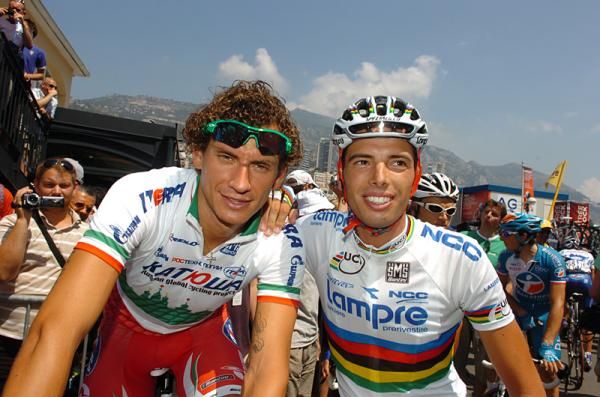 Filippo Pozzato (Katusha) and Alessandro Ballan (Lampre-NGC)