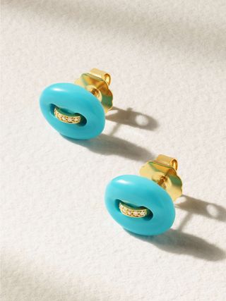 Mariner 18-Karat Gold, Turquoise and Diamond Earrings