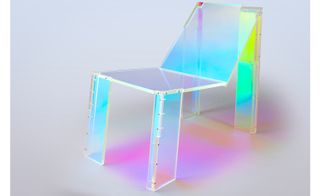 Minimalist recliner chair made from acrylic and dichroic film