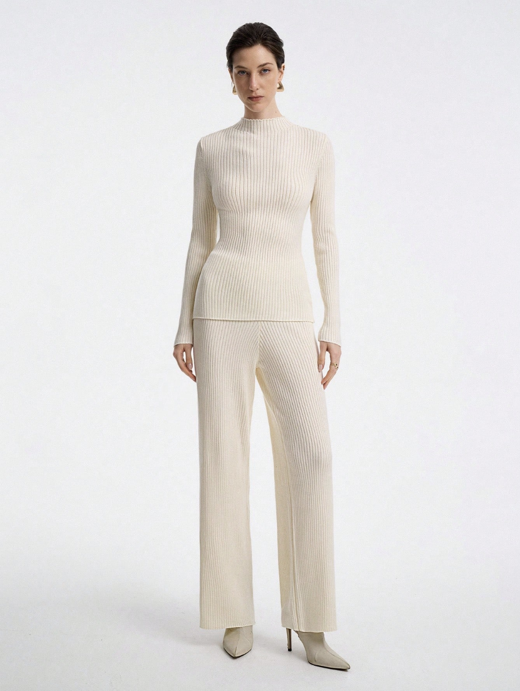 SHEIN x JWoww, Wool Blend Fitted Stand Collar Sweater And Knit Pants Set