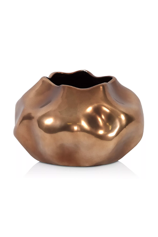 Matte Bronze Abstract Small Ceramic Vase