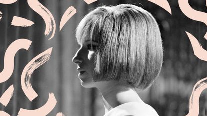 Barbra Streisand pictured in 1965 with a box bob haircut