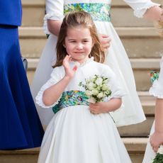 Child, Clothing, Dress, Ceremony, Bridal clothing, Wedding ceremony supply, Bridal party dress, Bouquet, Wedding dress, Gown, 