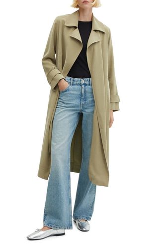 Water Repellent Flowy Lapel Trench Coat