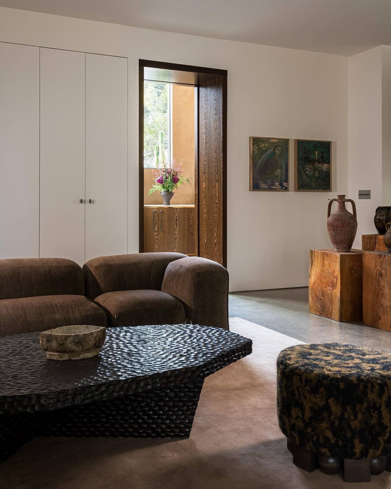 living room in rich shades of brown