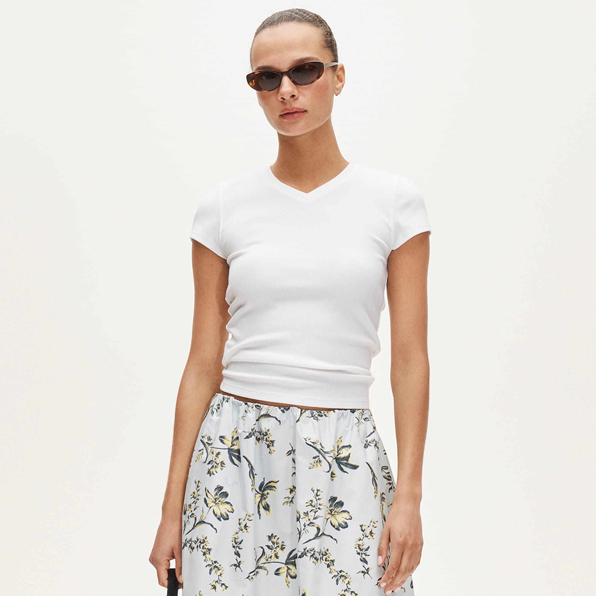 Perfect Rib High V-Neck T-Shirt