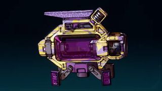 Borderlands 4 Super Soldier location: A close-up of the Super Soldier legendary shield against a dark blue background.