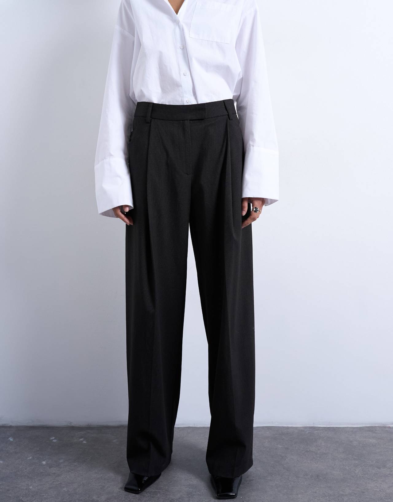 Topshop, Co ord Subtle Pinstripe Low Rise Buckle Detail Trousers