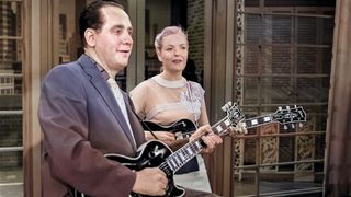 Les Paul, Mary Ford during a skit on "The Jimmy Dean Show," September 16, 1958.