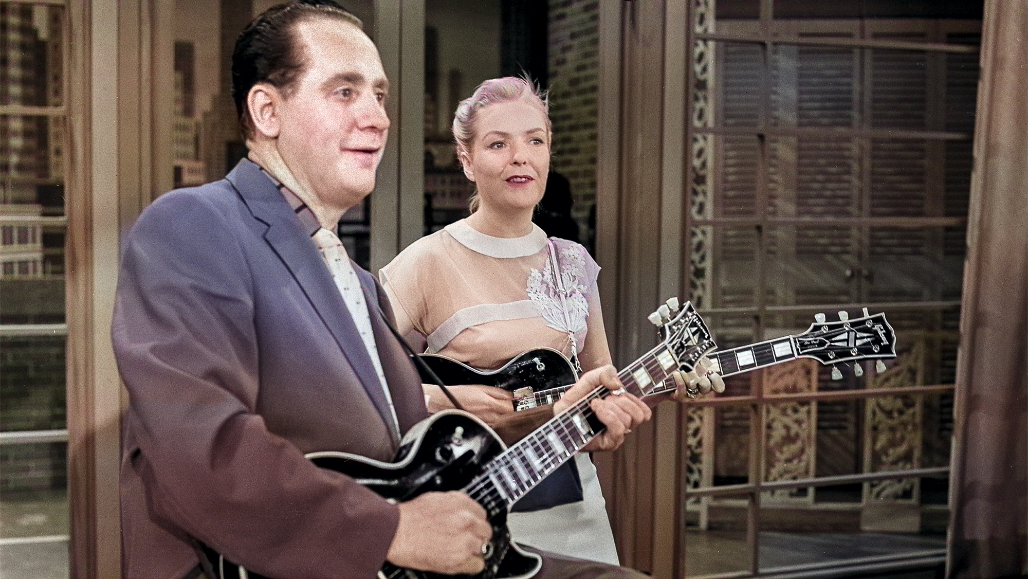 Les Paul, Mary Ford during a skit on "The Jimmy Dean Show," September 16, 1958.
