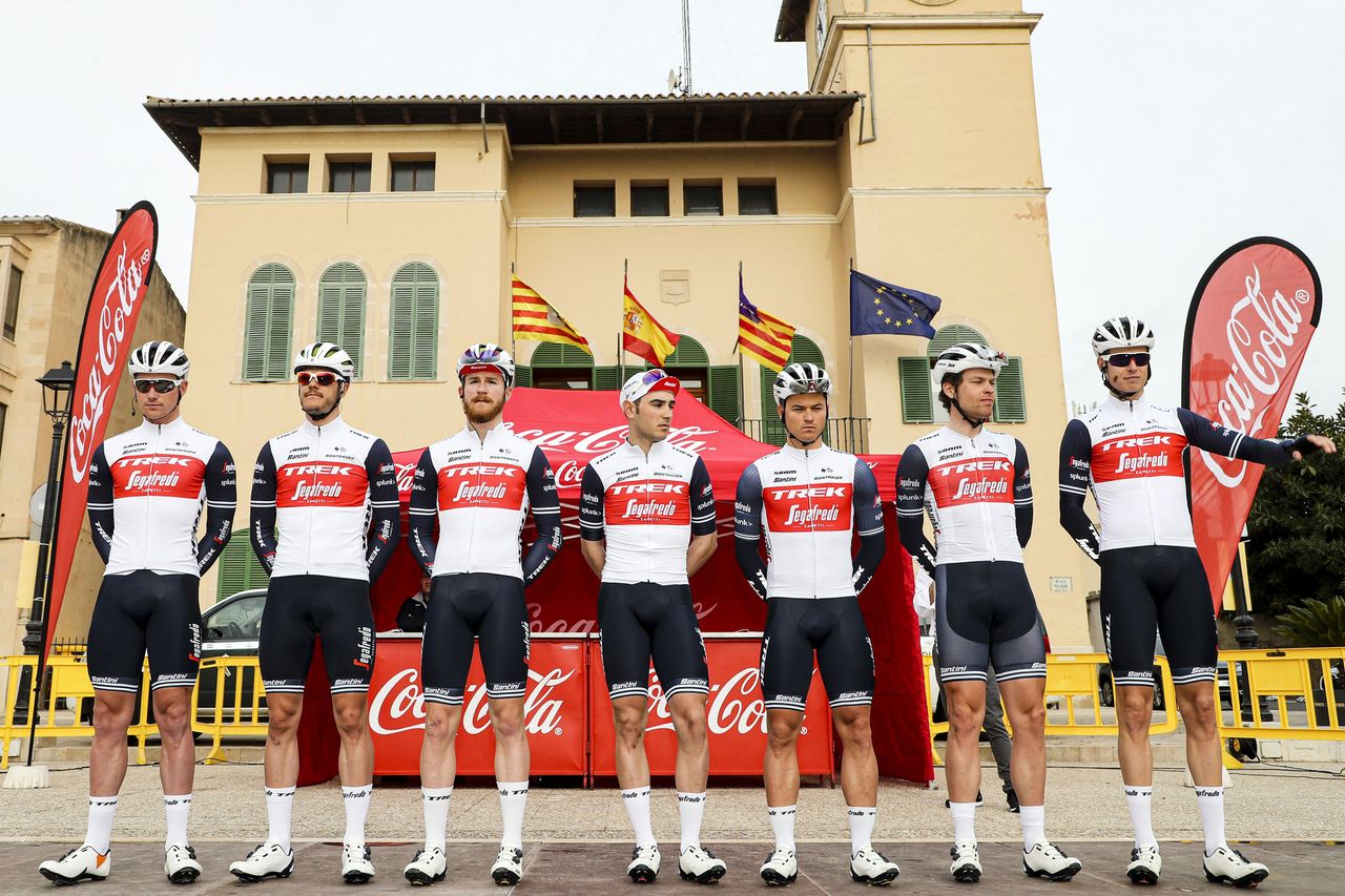 The Trek-Segafredo team at the start of the opening Challange Mallorca race