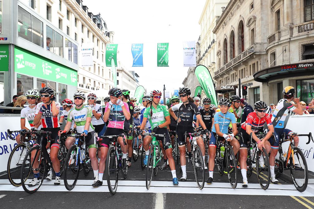 The start line in London for stage 5 of the Ovo Energy Women's Tour