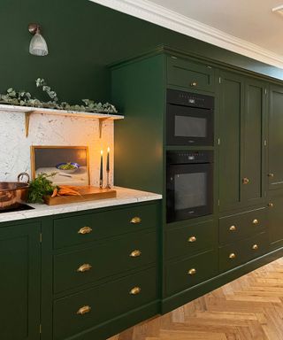green shaker kitchen