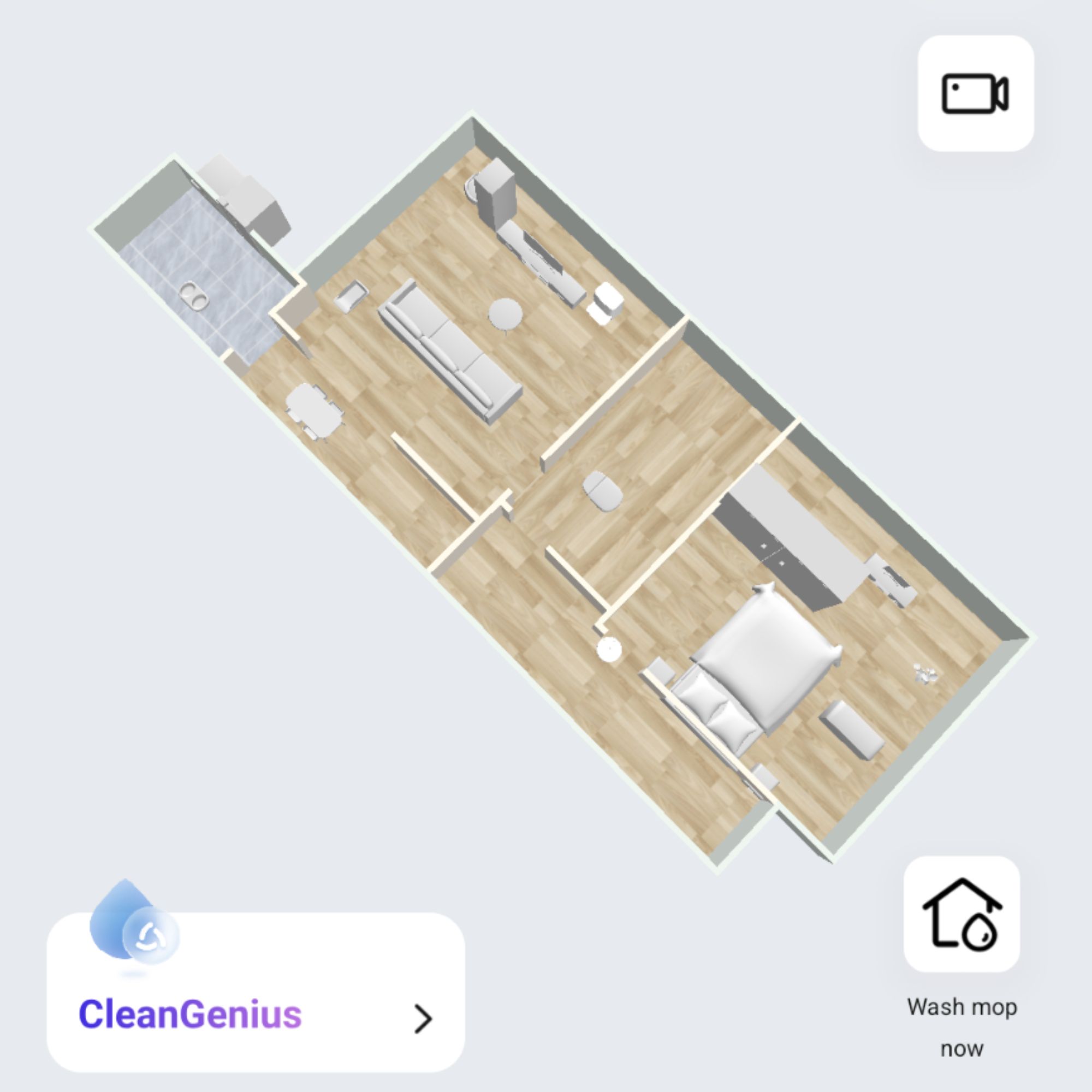 Floorplan of a basement flat on the MOVA robot vacuum cleaner app