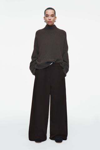 Relaxed Wool-Blend Wide-Leg Pants