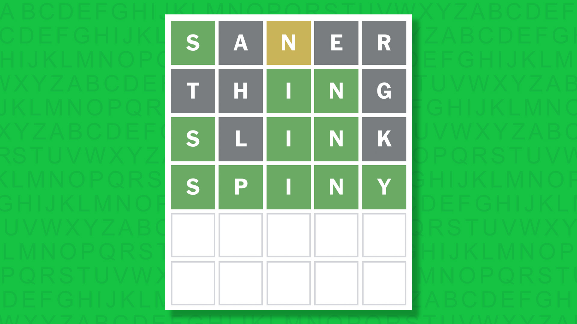 NYT Wordle answer for game 1688 on a green background